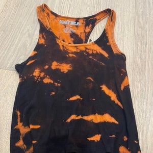 orange and black tie dye tank top size kids XL